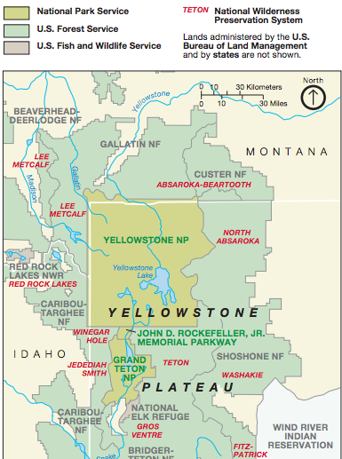 Carte Yellowstone Region